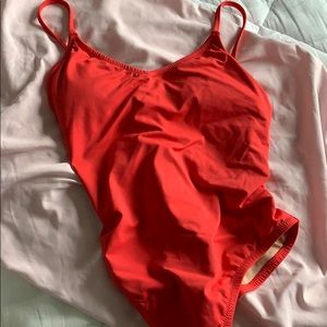 J. Crew Red One Piece Swimsuit high cut sides sz 2